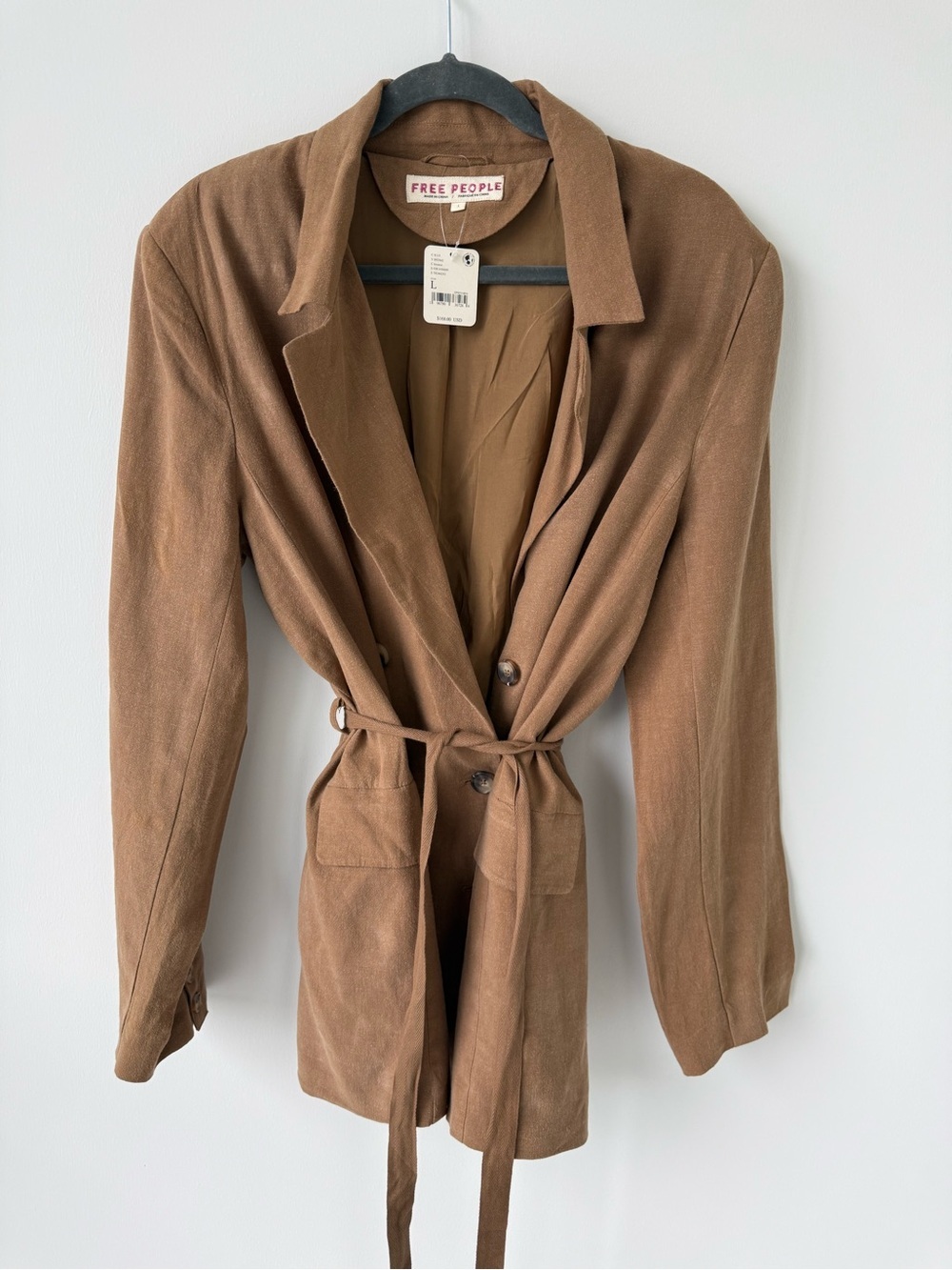 Free People Women's Brown Belted Blazer Jacket